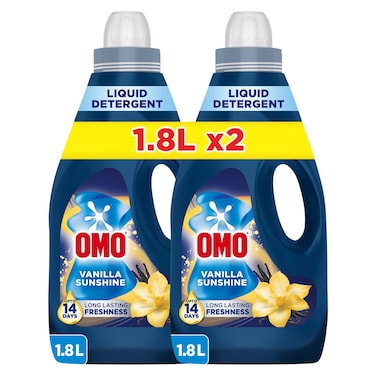 أومو سائل غسيل الملابس برائحة الفانيليا المشمسة 1800 ملل حزمة من قطعتين