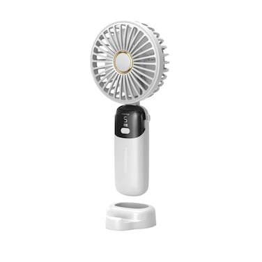 PORODO LIFESTYLE Chillo Flex Portable Handheld Fan – White Compact Rechargeable Mini Cooling Fan with Flexible Grip, Strong Airflow, Quiet Operation, Lightweight Personal Fan for Travel, Office & Outdoor Use