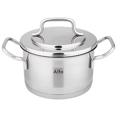 Alfa Premium Stainless Steel Casserole with Lid, 18x10cm, 2.5L