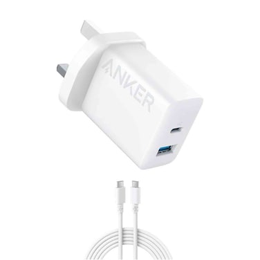 Anker 20W 2-Port Fast Charger with USB-C Cable, White