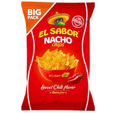 السابور - شيبس الناتشو بنكهة الفلفل الحلو خالي من الغلوتين، 180 غرام