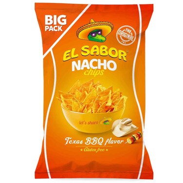 السابور - شيبس الناتشو بنكهة باربيكيو تكساس خالي من الجلوتين، 180 غرام