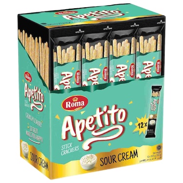 Roma Appetito Stick Crackers Sour Cream Flavor, 18.5g, Pack of 72