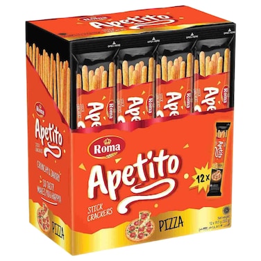 Roma Appetito Stick Crackers Pizza Flavor, 18.5g, Pack of 72