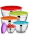 E-far Mixing Bowls with Lids Set of 5, Stainless Steel Mixing Bowls Metal Nesting Bowls, Airtight Lids &amp; Scale Marks, Healthy &amp; Easy Clean, Great for Cooking, Baking, Serving - Size 1.5/2/3/4/5 QT