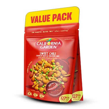 California Garden Crunchy Nuts and Crackers Mix, Sweet Chili, 150g Pack of 2