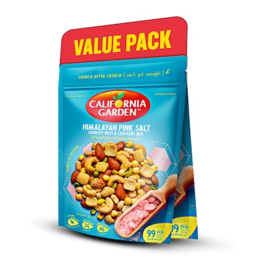 California Garden Crunchy Nuts and Crackers Mix, Himalayan Pink Salt, 150g Pack of 2