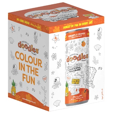 Oodles of Doodles Drink Flavoured Water, Pineapple Orange, 250ml