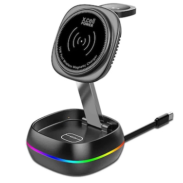 X.Cell Wireless Magnetic 3-in-1 Charging Stand 15W, Black