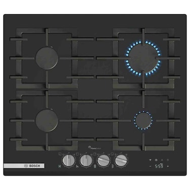 بوش موقد غاز مدمج PRP6A6H40L، 60 سم، 4 شعلات، تقنية اختيار مستوى اللهب FlameSelect، أسود