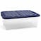 HomePro Duo Box LG Storage Box with Wheels, 65L, 80x60x17cm, Blue