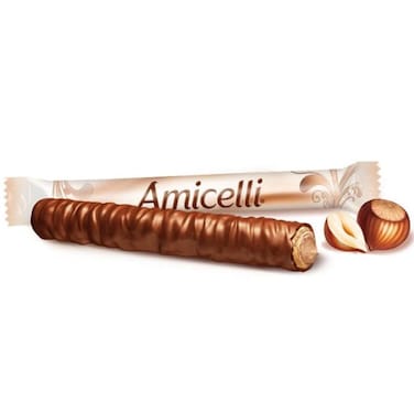Amicelli Hazelnut Cream Filled Wafer Roll Milk Chocolate, 12.5g