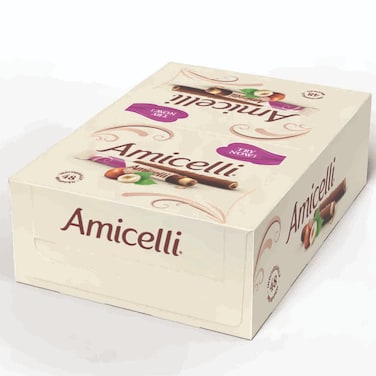 Amicelli Wafer Rolls with Hazelnut Cream Filling Milk Chocolate, 12.5g, Pack of 48