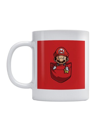 Super Mario Printed Coffee Mug White/Red/Yellow 350mm