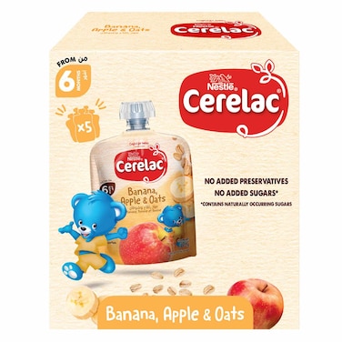 Nestle Cerelac Banana Apple and Oats Baby Food, 90g, Pack of 5