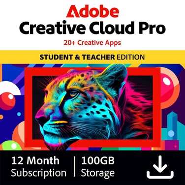 Adobe Creative Cloud Pro Student and Teacher Edition, 12 Month Subscription, 100GB