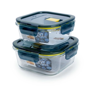 Montex Glass Saver Food Storage Containers with Vent, 2 Pieces (500ml + 800ml)