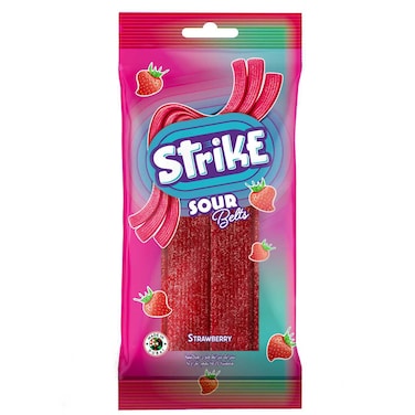 Strike Sour Belts Strawberry Gummy Candy, 70g