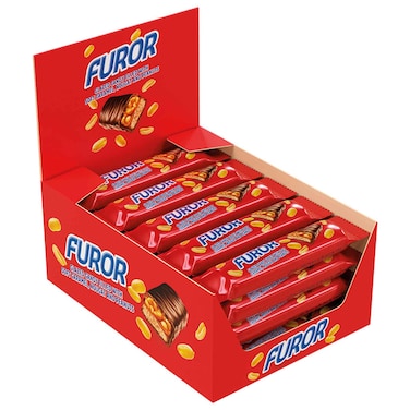 Furor Glazed Candy Bar with Soft Caramel, Nougat and Peanuts, 40g, Pack of 20