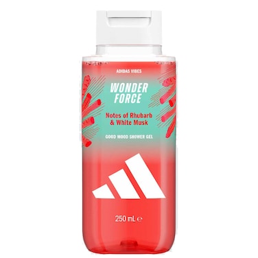 Adidas Vibes Wonder Force Shower Gel, Rhubarb &amp; White Musk, 250ml