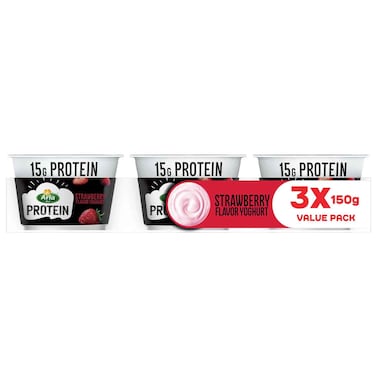 Arla Protein Strawberry Yoghurt Fat Free, 150g, Pack of 3