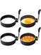 KASTWAVE 4 Pack Non-Stick Round Egg Molds - Stainless Steel Cooking Rings for Perfectly Shaped Breakfast Eggs, Ideal for Frying and More