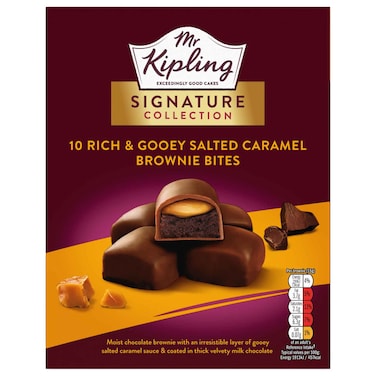Mr Kipling Signature Collection Rich and Gooey Salted Caramel Brownie Bites, 140g