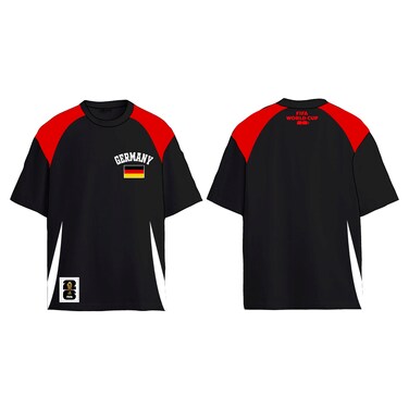 Germany FIFA Football Graphic T-Shirt, Black and Red, Sizes S-XXL