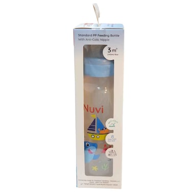 Nuvi Standard PP Feeding Bottle With Anti-Colic Nipple, 3M+, 240ml