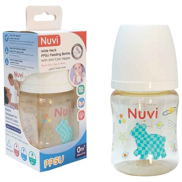 Nuvi Wide Neck PPSU Feeding Bottle With Anti-Colic Nipple, 0M+, 150ml