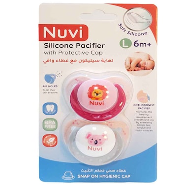 Nuvi Silicone Pacifier With Protective Cap, Large, 6M+, 2 PCS