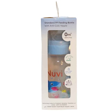 Nuvi Standard PP Feeding Bottle With Anti-Colic Nipple, 0M+, 120ml