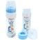 Nuvi Wide Neck Silicone Nipple Plastic Feeding Bottle, 330ml, Blue