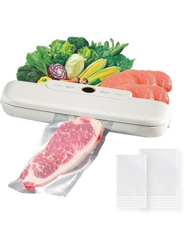 XTECH Extended Vacuum Sealer Machine Comes with 100 Vacuum Seal Bags, Compact Food Sealer Machine, Compact One-Touch Automatic Food Sealer, Design Powerful Suction Air Sealing System (Sealer)