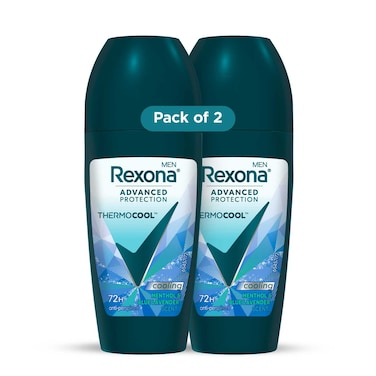 Rexona Men Thermocool Antiperspirant Deodorant Roll-On, Cooling Menthol and Blue Lavender, 50ml Pack of 2