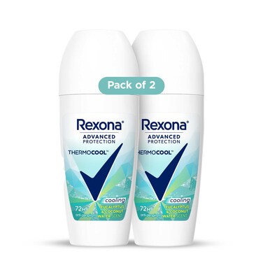 Rexona Thermocool  Antiperspirant Deodorant Roll-On, Cooling Eucalyptus and Coconut Water, 50ml Pack of 2