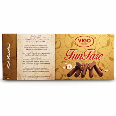 Vigo Funfare Rich Hazelnut Wafer Rolls Gift Box, 155g
