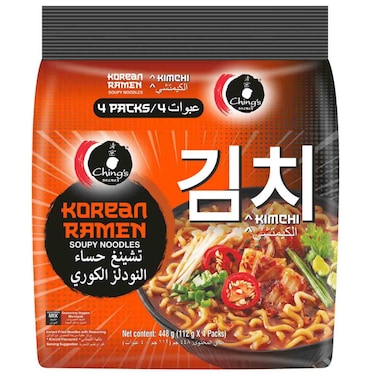 Ching&rsquo;s Secret Korean Ramen Kimchi Soupy Noodles, 112g, Pack of 4