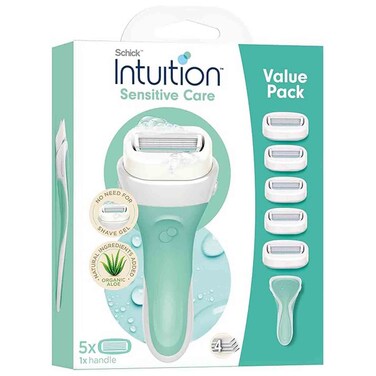 Schick Intuition Sensitive Care Razor Kit with 5 Blade Refills and Handle