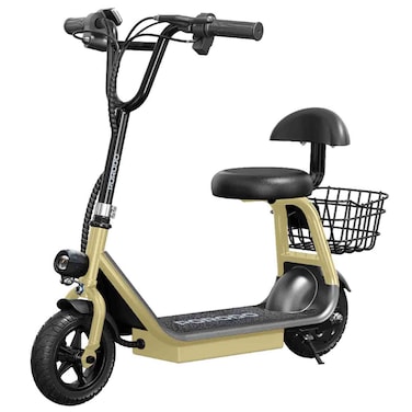 Porodo SNAPP Kids Mini Bike Beige, Electric Ride-On Scooter with Rear Basket