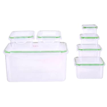 Plastic Food Storage Container Set Green, 14 PCS