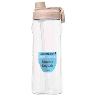 LocknLock Large Water Bottle with Straw, 2L, Pink