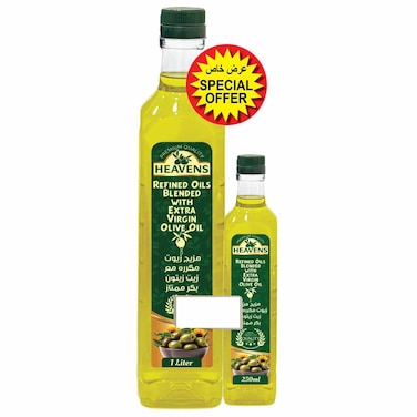 هيفنز زيوت المكررة الممزوجة بزيت زيتون بكر ممتاز، 1 لتر و 250 ملل