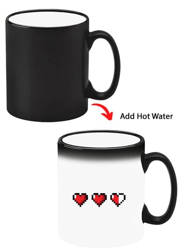 Color Changing Heat Sensitive Ceramic Mug, Image Revealed When HOT Liquid is Added! 3 Hearts