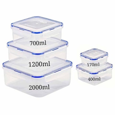 Feelings Plastic Food Storage Container Set Square, 10 PCS