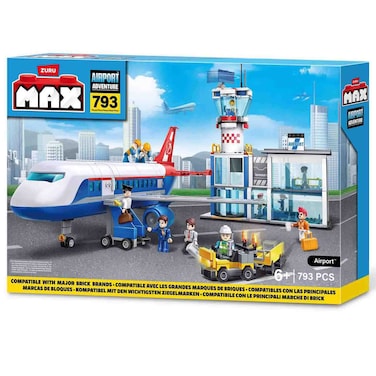 ZURU MAX Airport Adventure Building Block Playset, 793 Pieces, Ages 6+