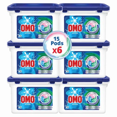 OMO 3 in 1 Laundry Capsules Eucalyptus Freshness, 225g, Pack of 6