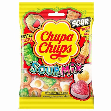 Chupa Chups Sour Mix Soft and Chewy Fruit Flavour Candy, 160g