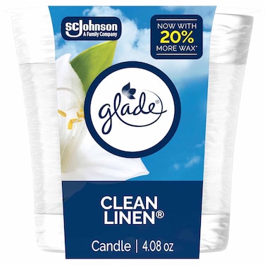 Glade Clean Linen Scented Candle, 4.08oz
