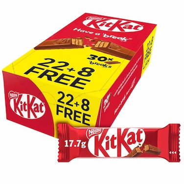 KitKat 2-Finger Milk Chocolate Wafer Bar, 17.7g, Pack of 30